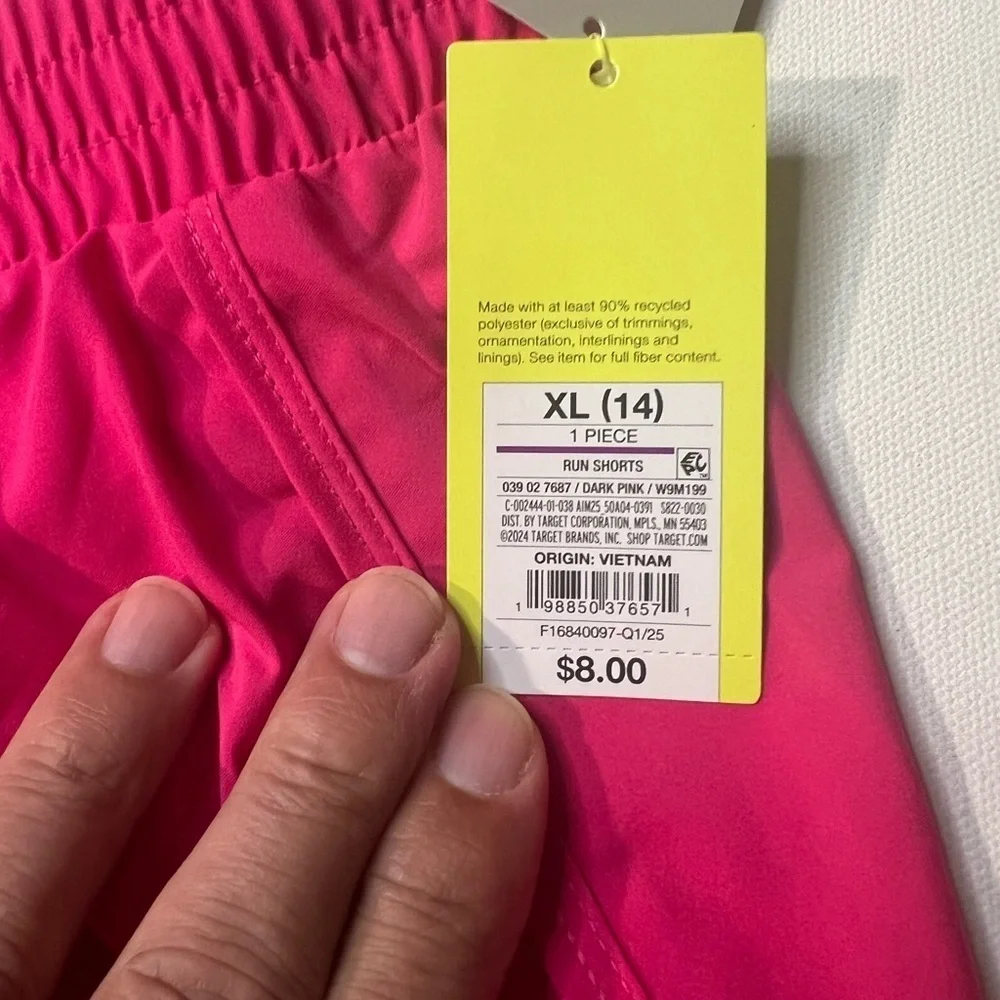 NWT all in motion Girl's Pink Athletic Shorts Size XL 14 (B2)